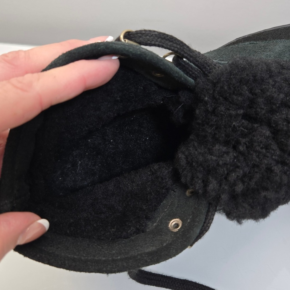 Vintage 90s EMU Ridge Sheepskin Boots Women 10 Black Suede Shearling Hiking Warm - Picture 6 of 9